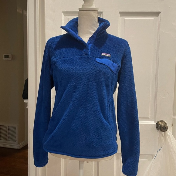 Patagonia Fuzzy Fleece Snap T Pullover Royal Blue Small - Picture 2 of 5